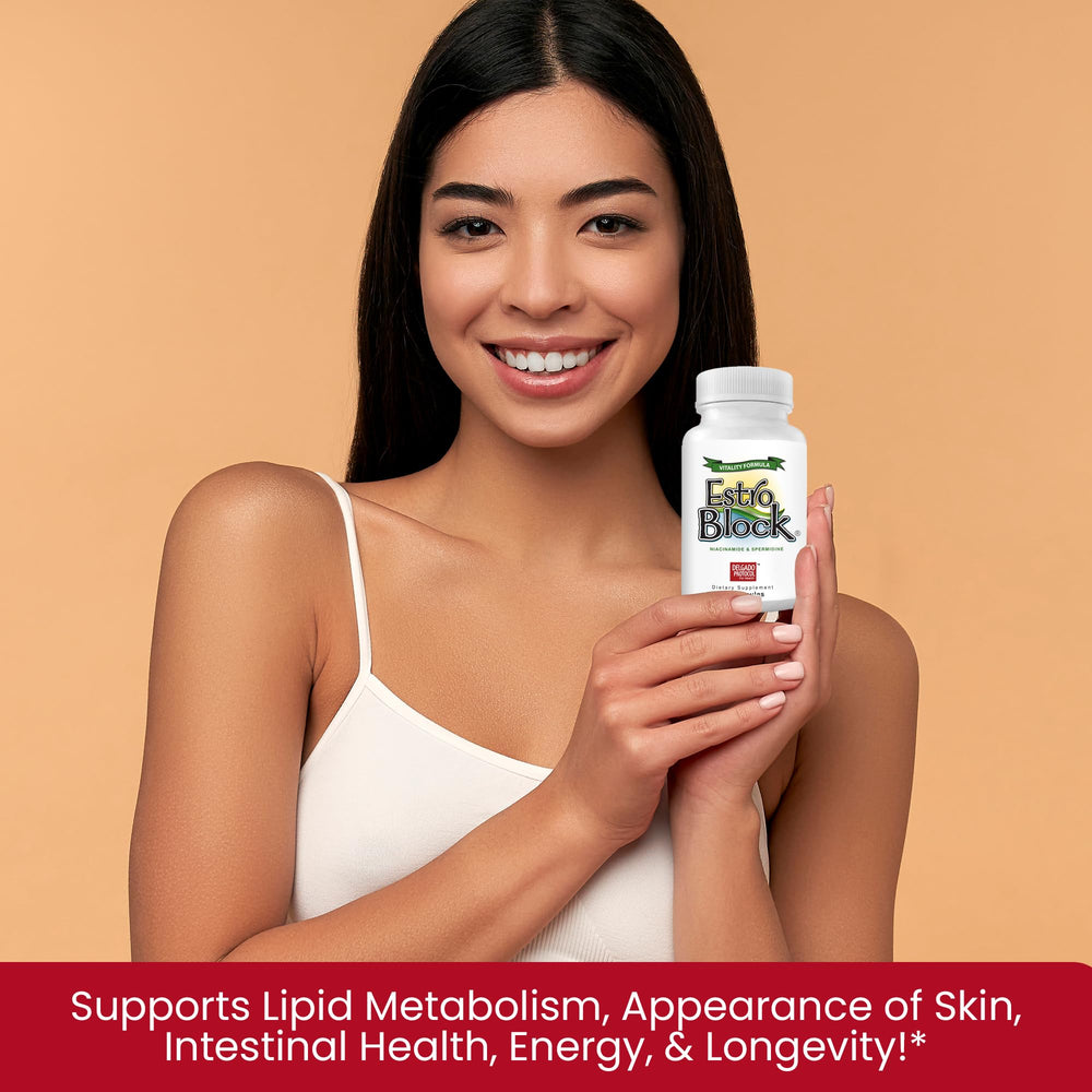 EstroBlock Vitality packaging and branding on display