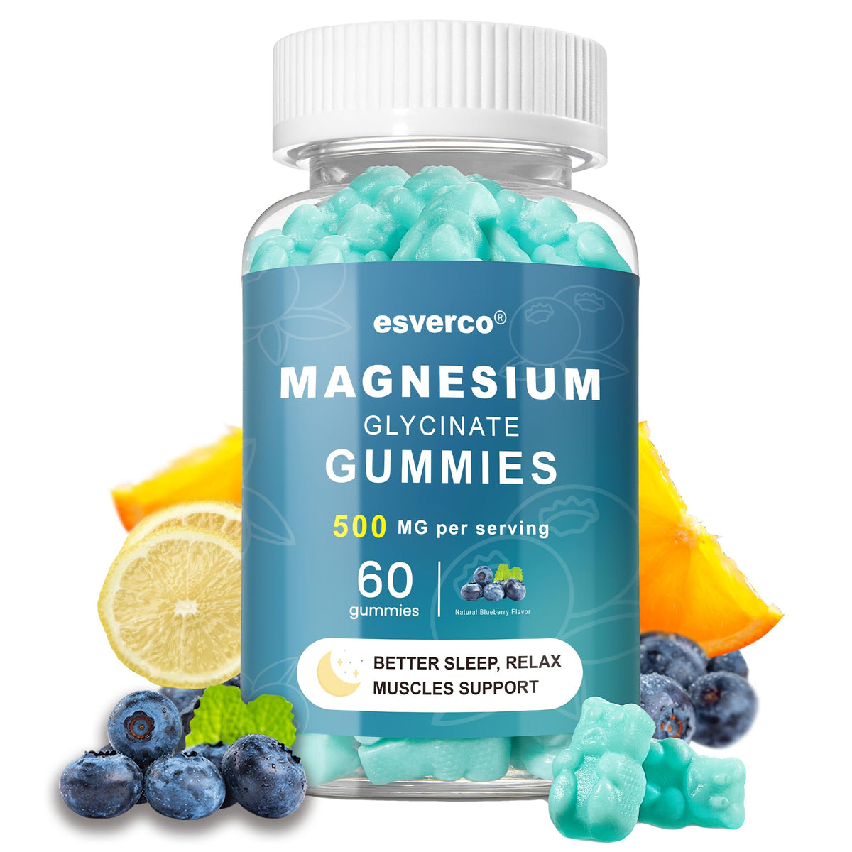 Esverco Magnesium Glycinate Gummies 500mg front label