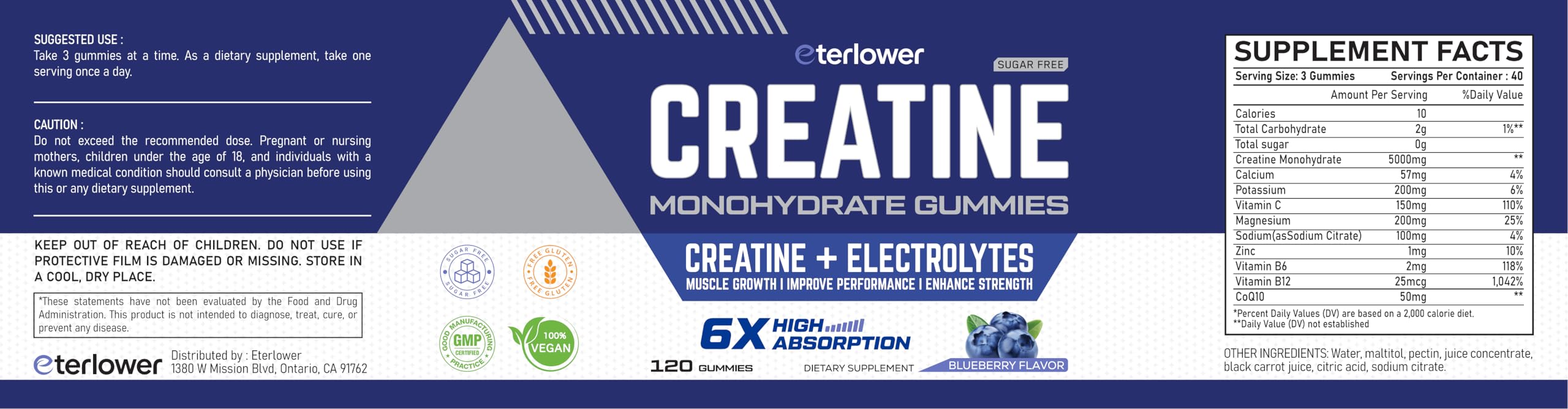 120-count bottle of eterlower Creatine Monohydrate Gummies