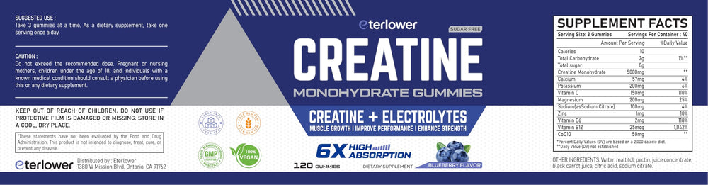 120-count bottle of eterlower Creatine Monohydrate Gummies