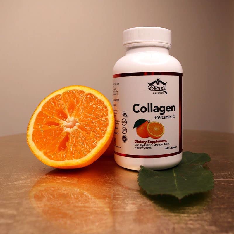 Hydrolyzed collagen capsules with Vitamin C for skin health