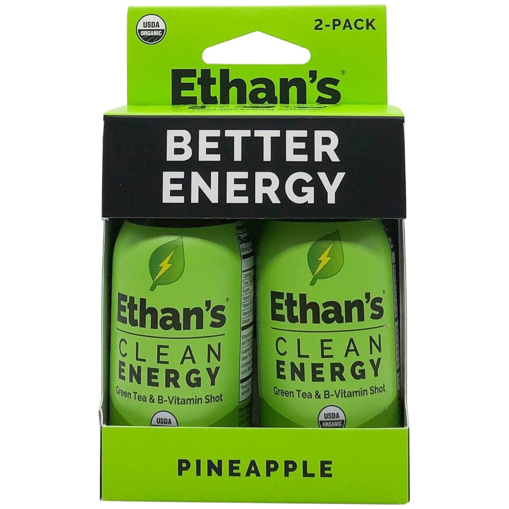 Ethan's Organic Clean Energy Shots Pineapple 2oz bottles in a 2-pack