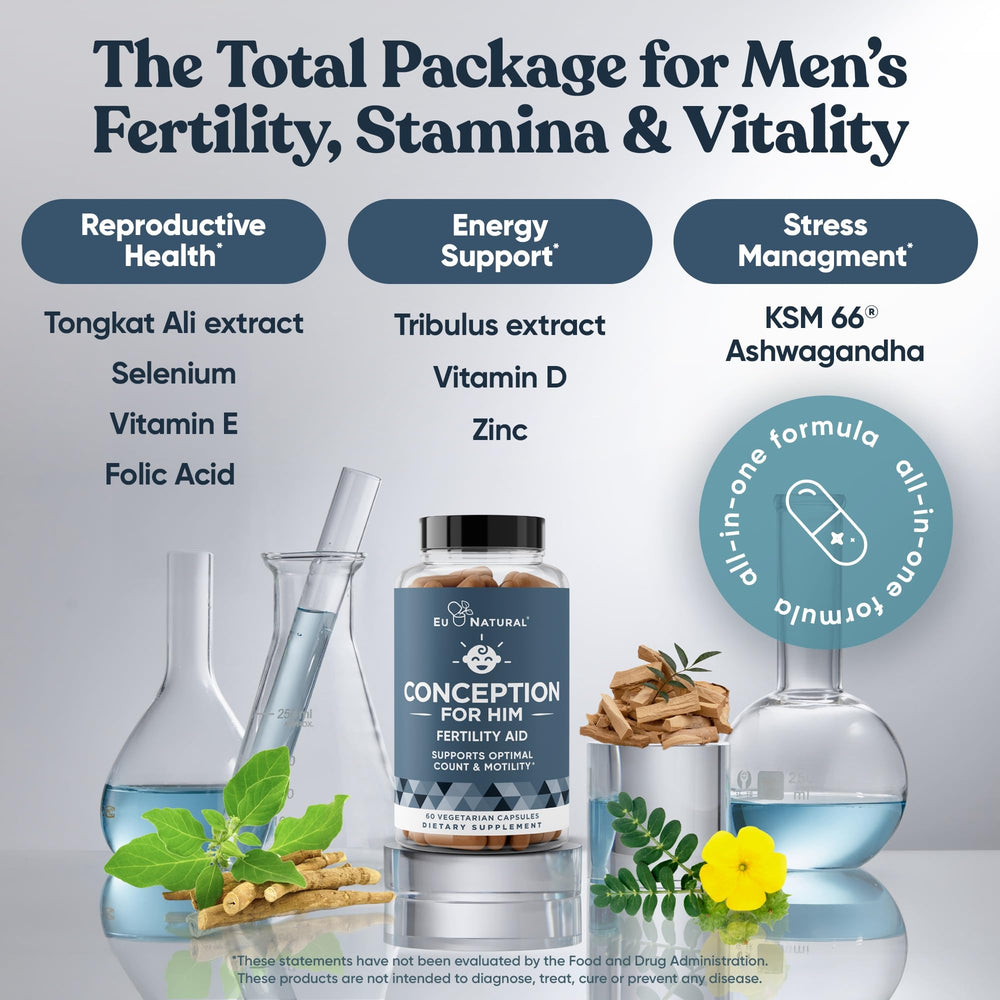 Eu Natural Conception For Him zinc and magnesium ingredients closeup supports nutrient balance