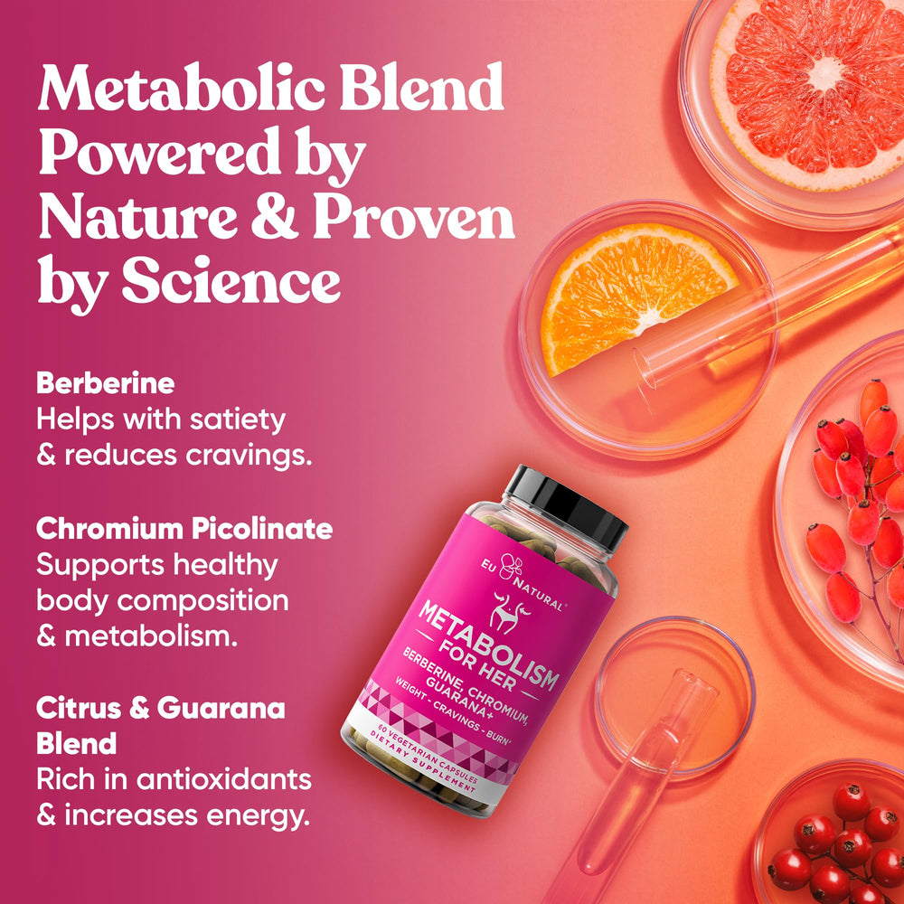 Eu Natural Metabolism for Her guarana ingredient signals natural energy without jitters.
