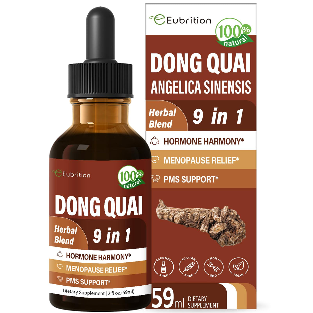 Bottle of Eubrition Dong Quai liquid supplement 2oz