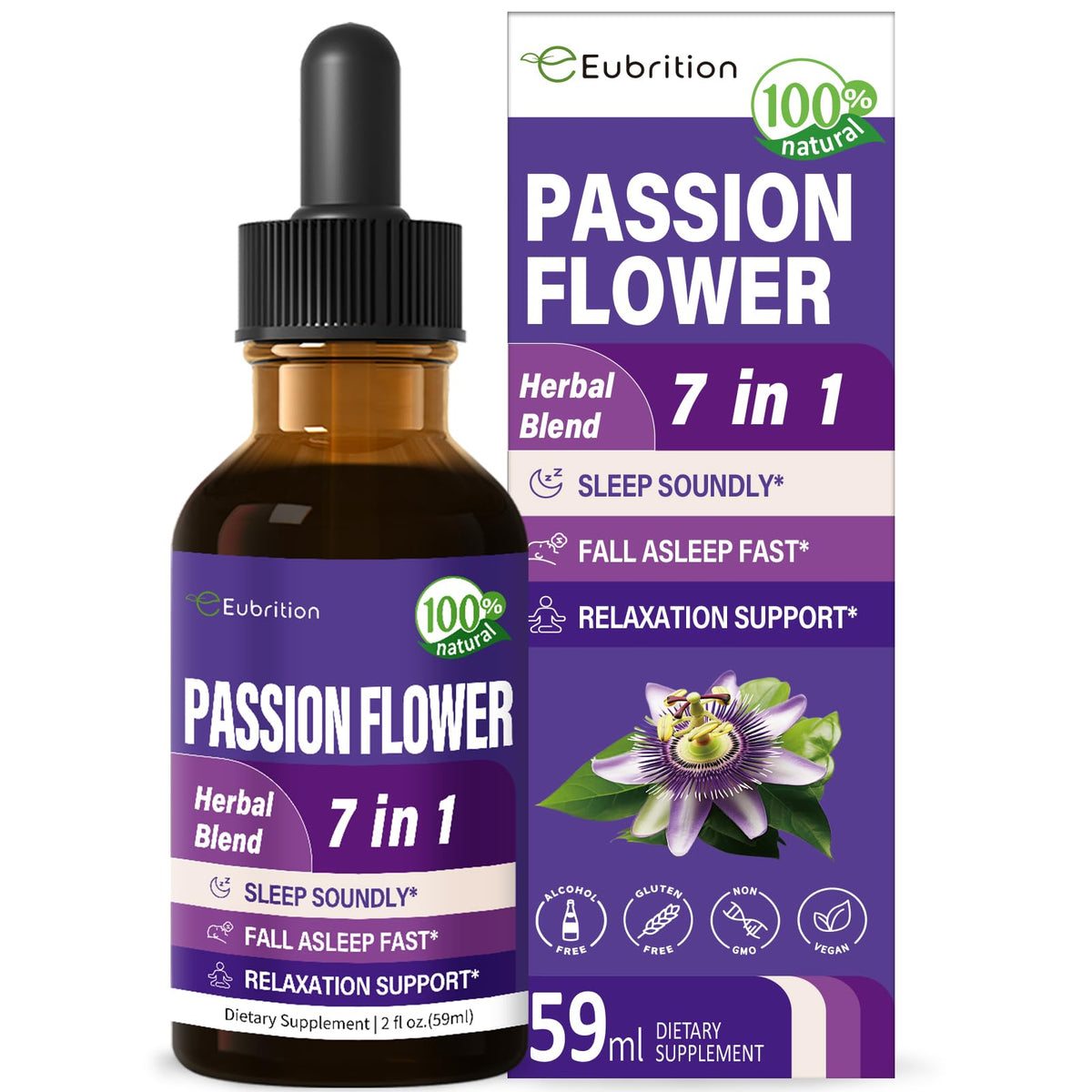 Bottle of Eubrition Passion Flower Liquid Drops 2oz