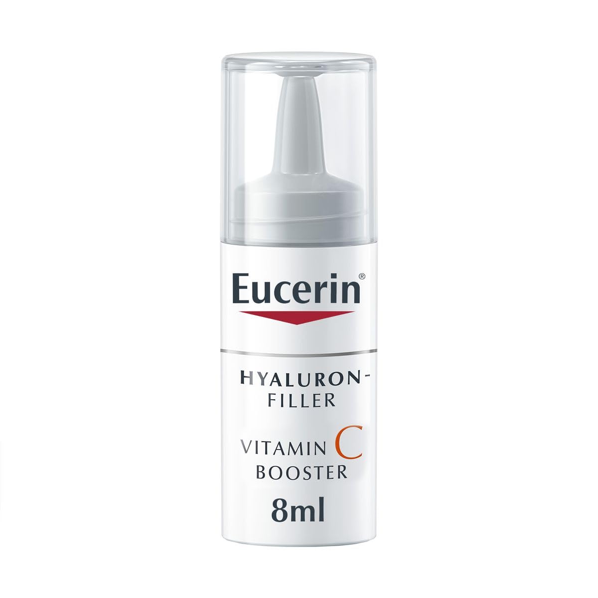 Eucerin Hyaluron-Filler Vitamin C Booster 8ml bottle on white background