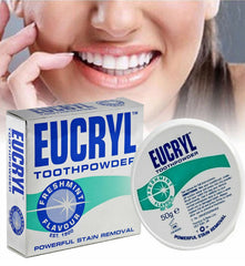 Scoop of Eucryl Smokers Tooth Powder with mint powder