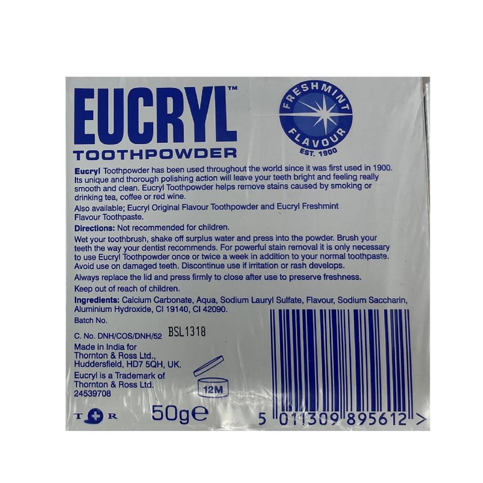 Minty tooth powder texture close-up