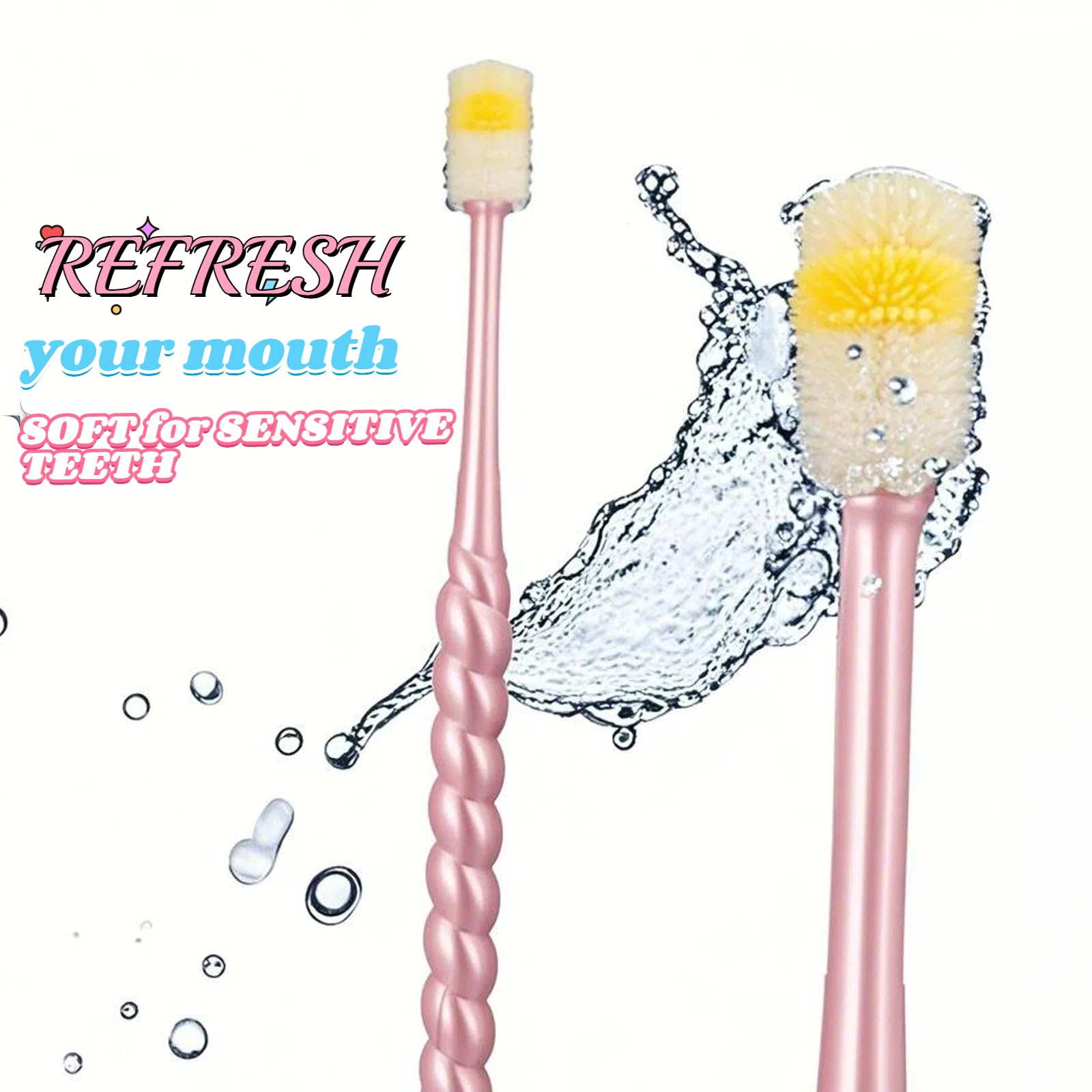 Close-up of spherical toothbrush head for sensitive mouths