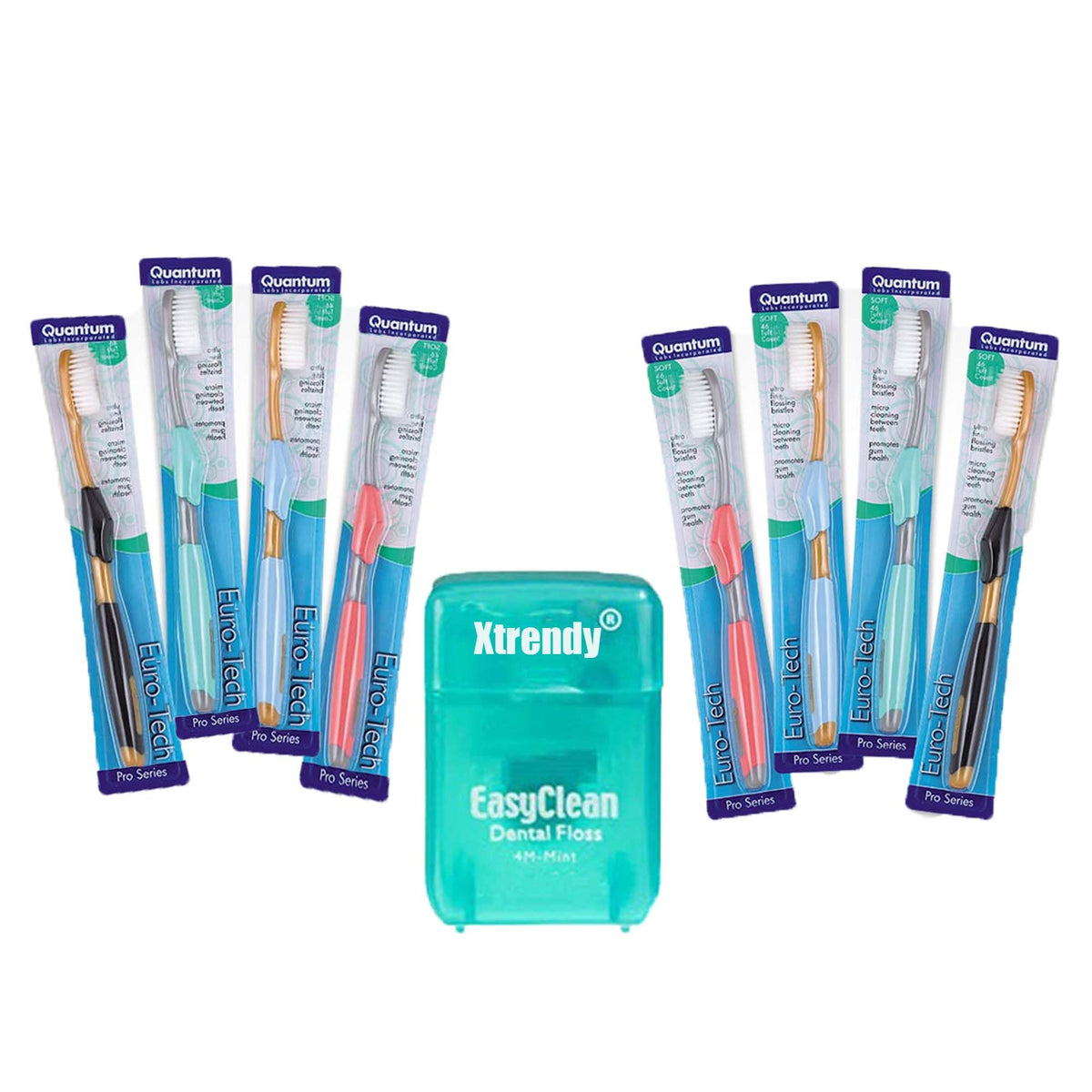 Euro-Tech Extra Soft Toothbrush 8-pack blue-gold variant