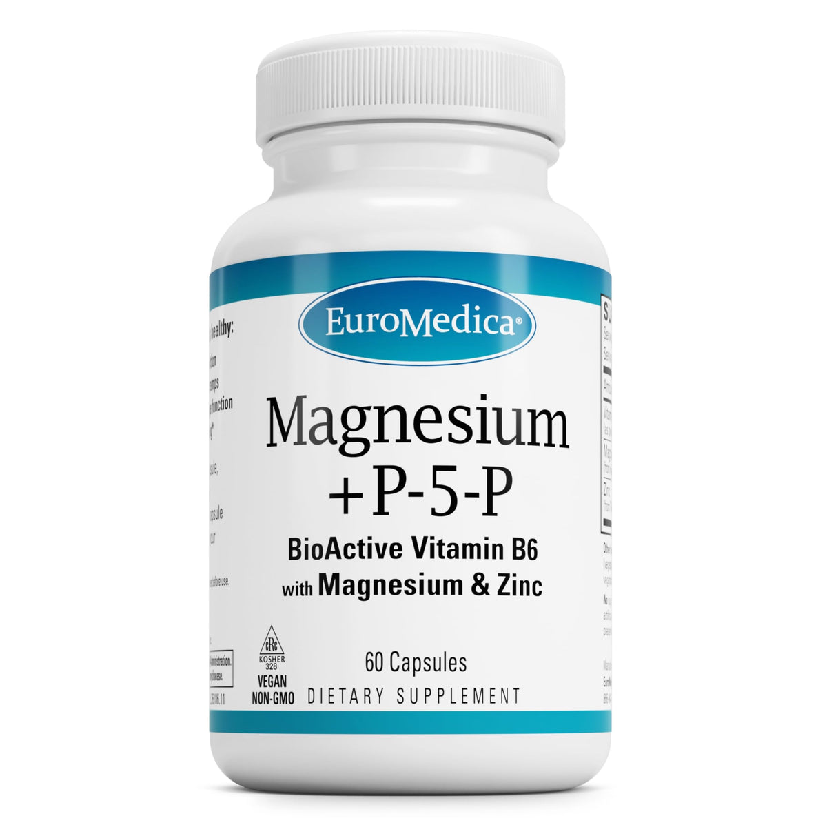 EuroMedica Magnesium + P-5-P bottle with 60 vegan capsules