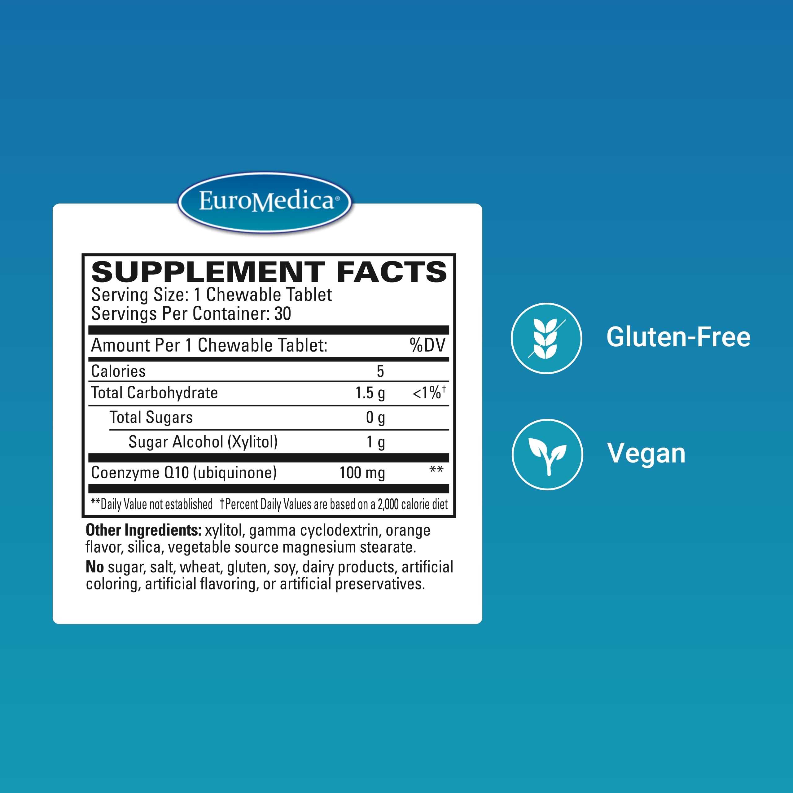 Close-up of CoQ10 chewable tablets