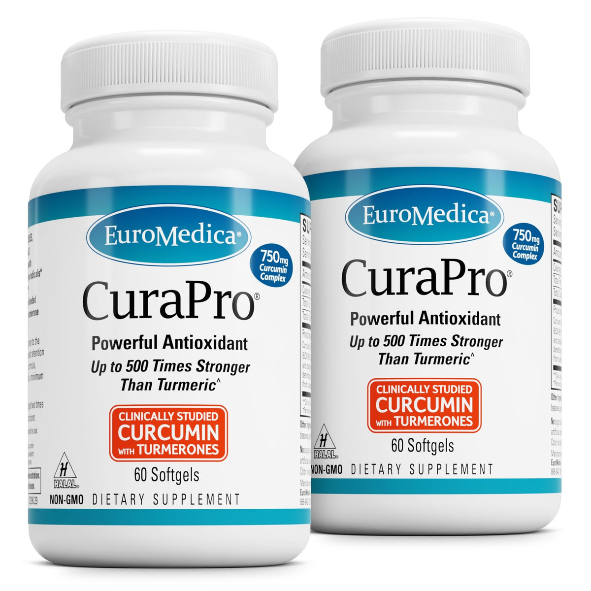 EuroMedica CuraPro bottle hero image with 60 softgels