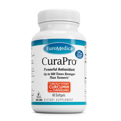 Bottle of EuroMedica CuraPro antioxidant supplement for brain and immune health