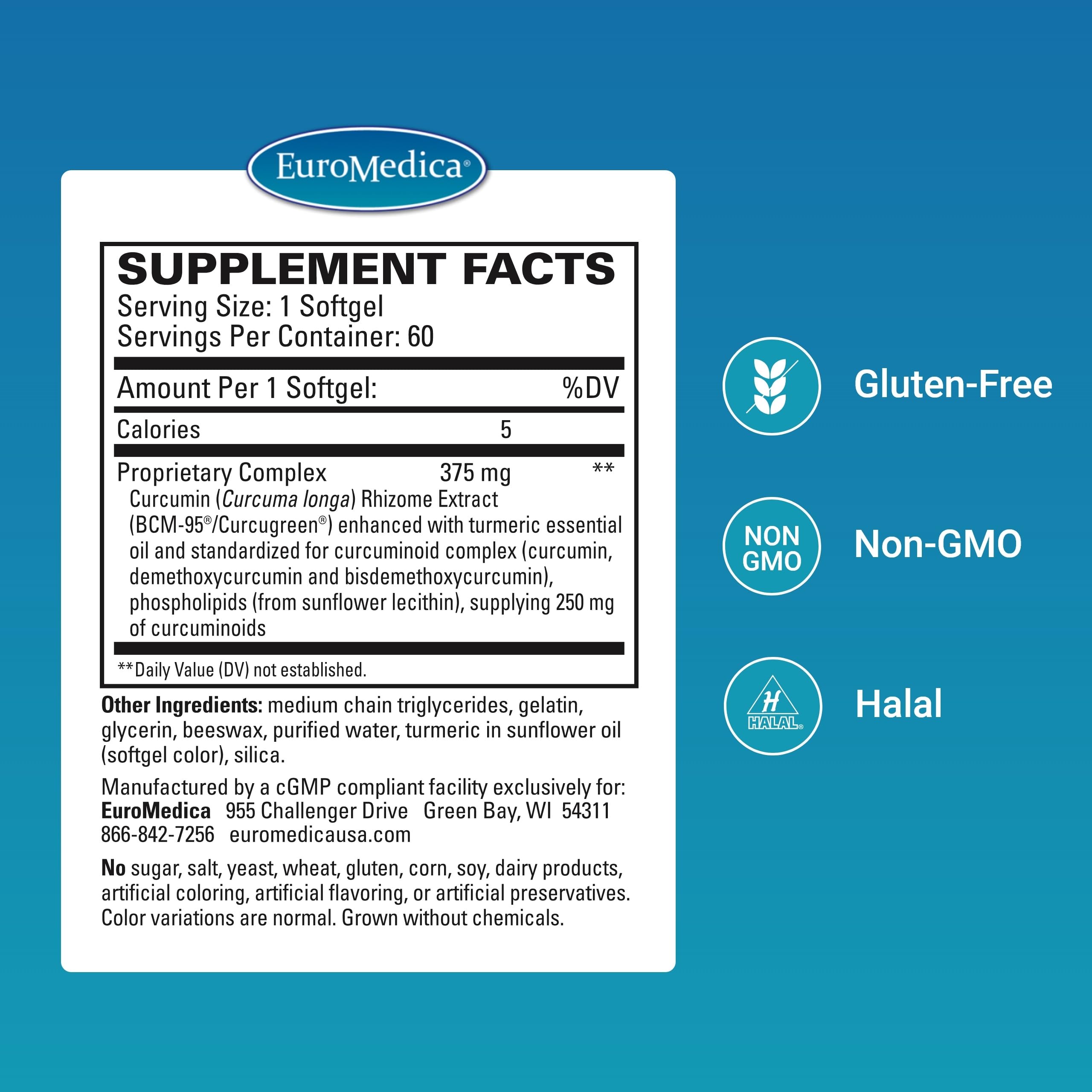 Close-up of CuraPro with curcumin and turmeric essential oil ingredients