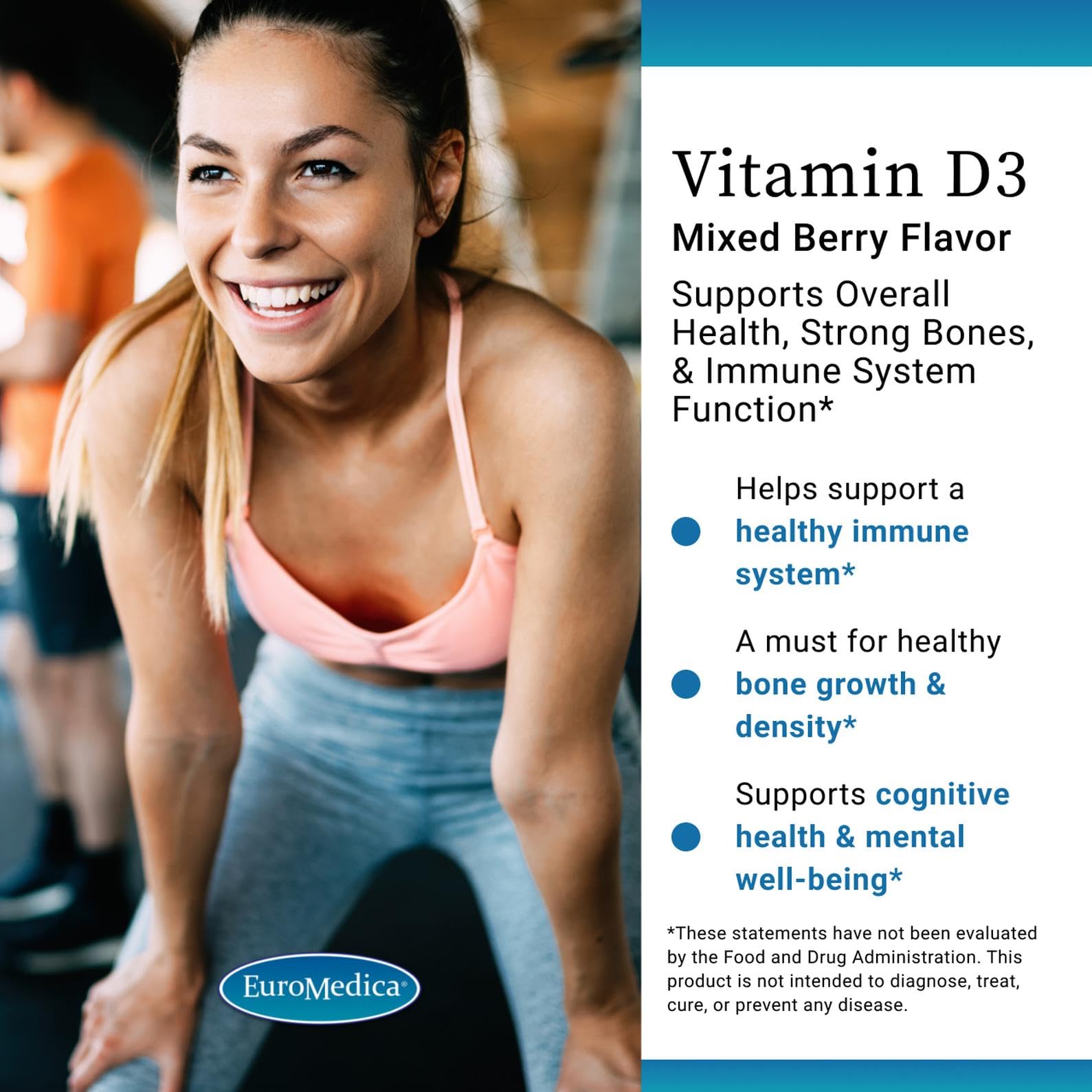 Vitamin D3 chewable tablets in mixed berry flavor