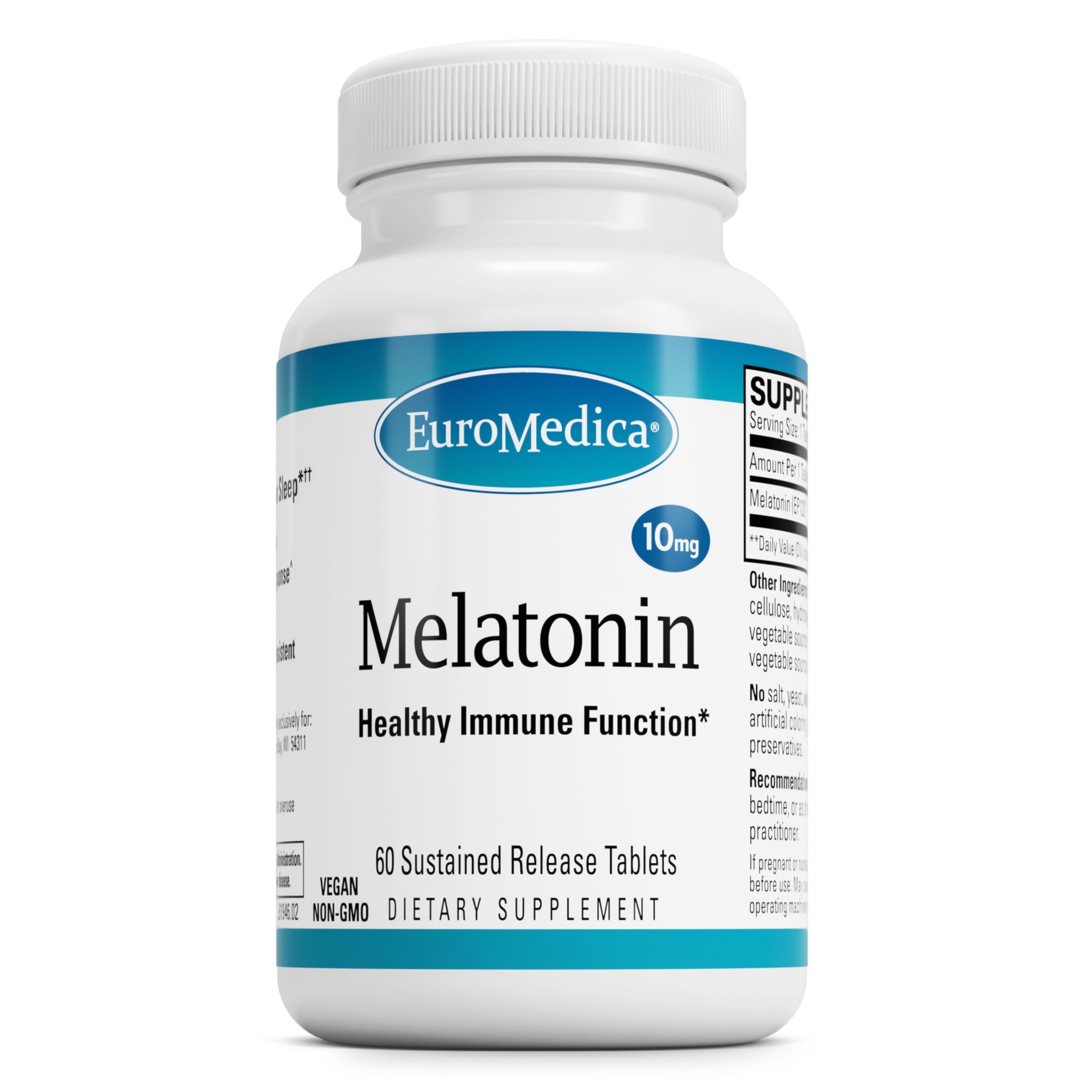 EuroMedica Melatonin bottle label