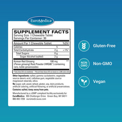 Close-up of EuroMedica Red Ginseng Energy bottle label