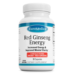 Bottle of EuroMedica Red Ginseng Energy supplement