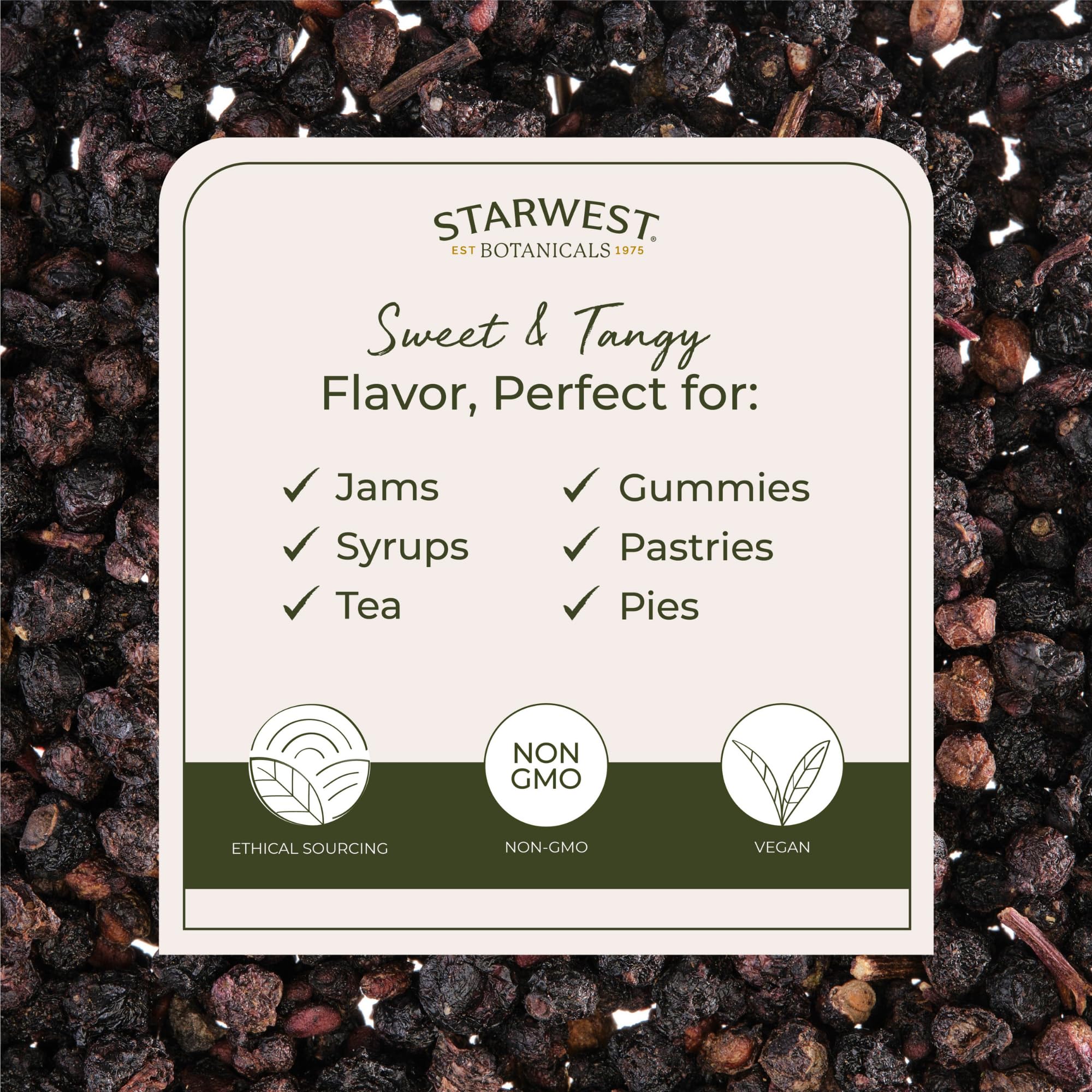 European elderberries (Sambucus nigra) dried for culinary use
