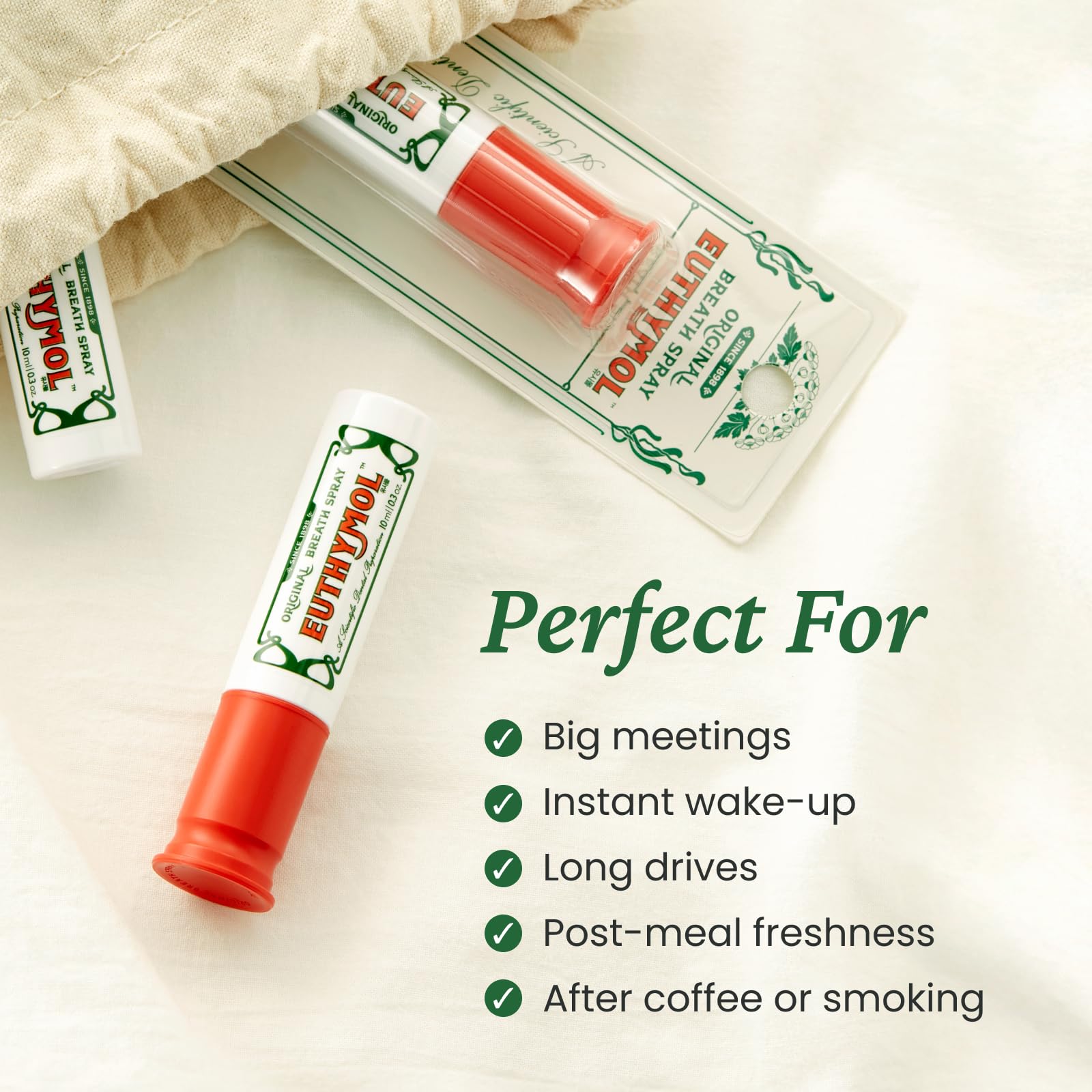 Top view of EUTHYMOL Breath Spray label