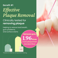 Flat, densely woven pink floss design for plaque removal