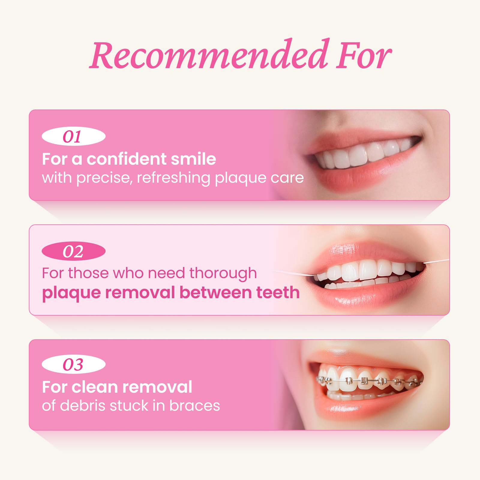Floss between teeth demonstrating plaque removal