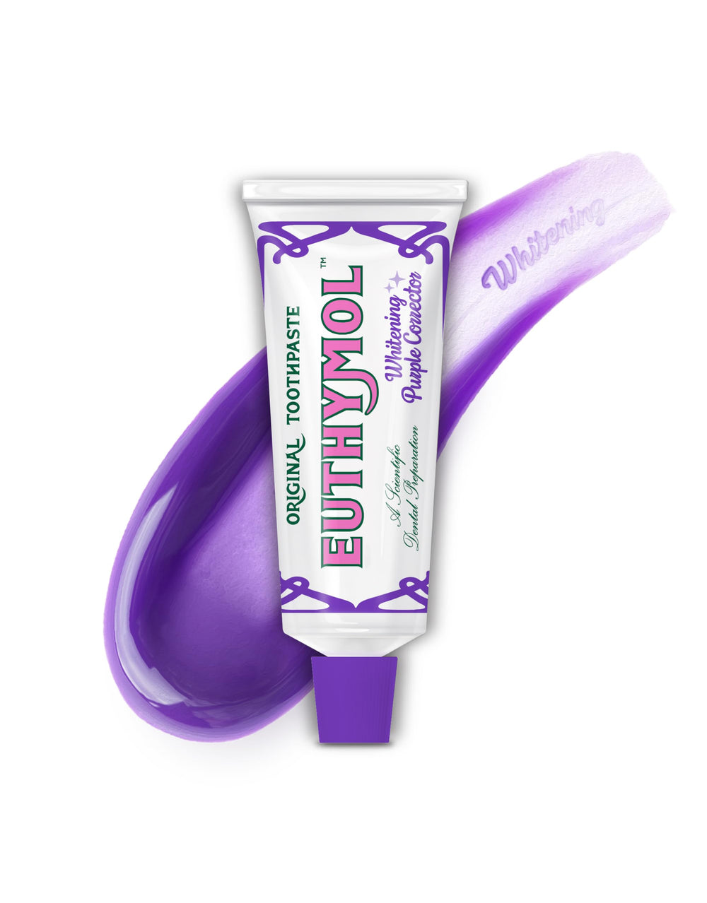 Euthymol Purple Whitening Toothpaste 3.7 oz tube and packaging