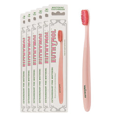 Euthymol Whitening Toothbrush Pink dual-tension bristles close-up