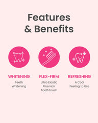 Ergonomic pink handle and soft coral bristles of Euthymol whitening toothbrush