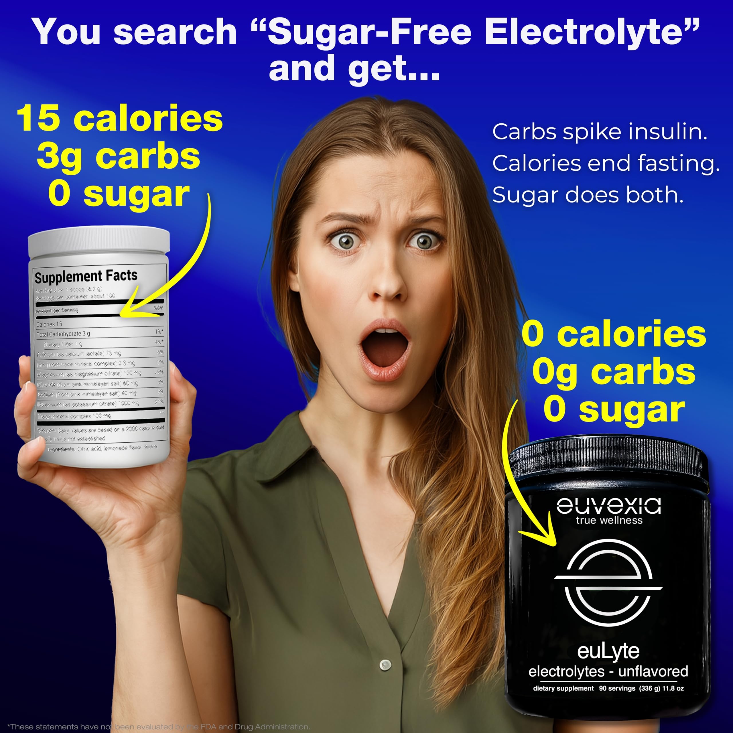 Euvexia euLyte scoop closeup showing powder dissolving for zero-sugar hydration.