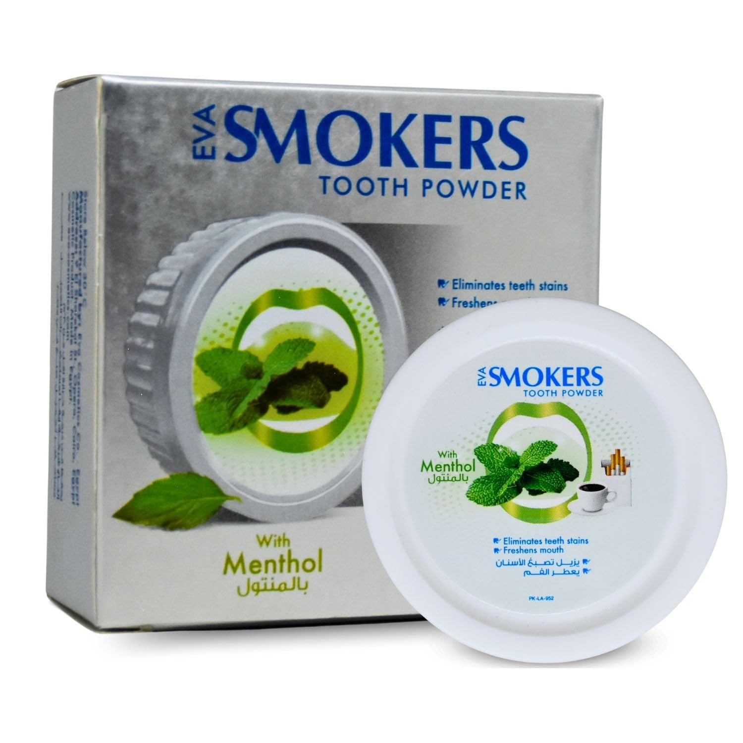 Front view of Eva Smokers Tooth Powder Menthol (40 g)