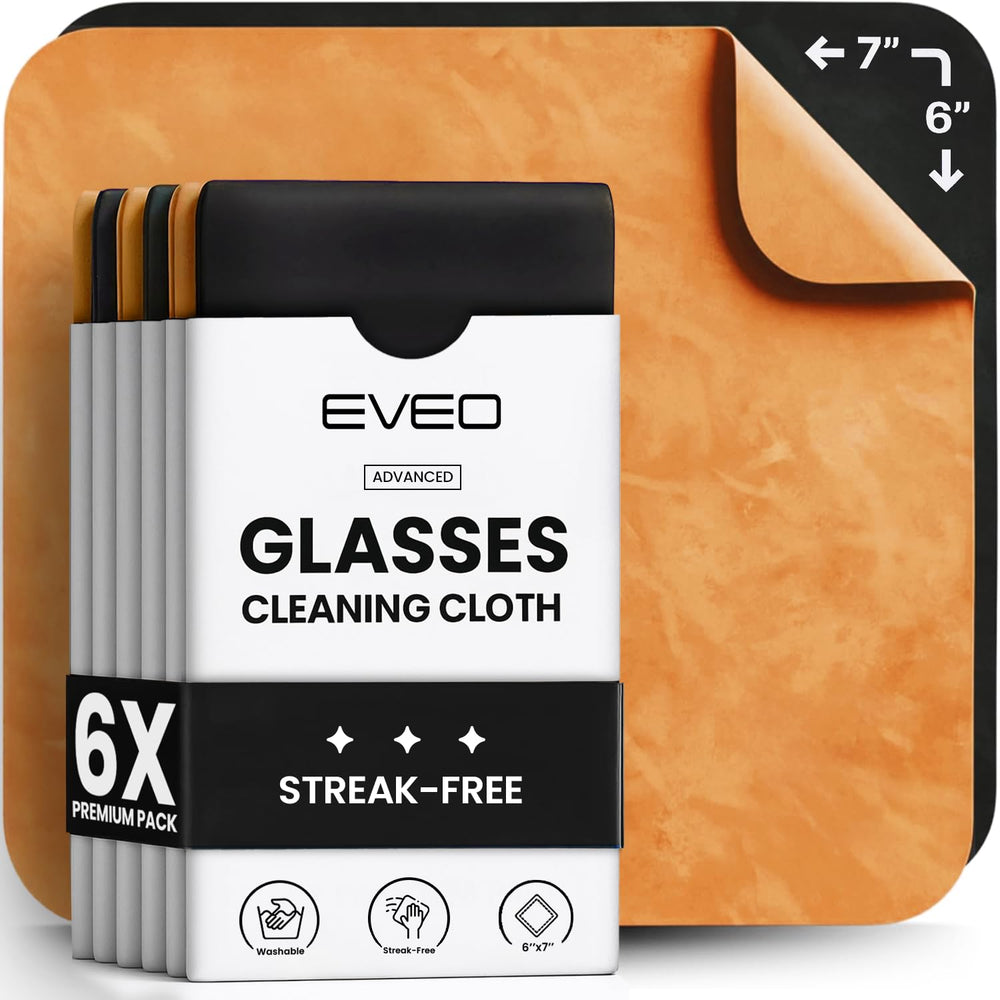 EVEO Glasses Cleaning Cloth 6 Pack – Black and Orange colorway