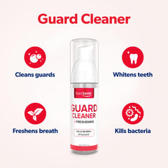 Applying cleaning foam to a mouth guard