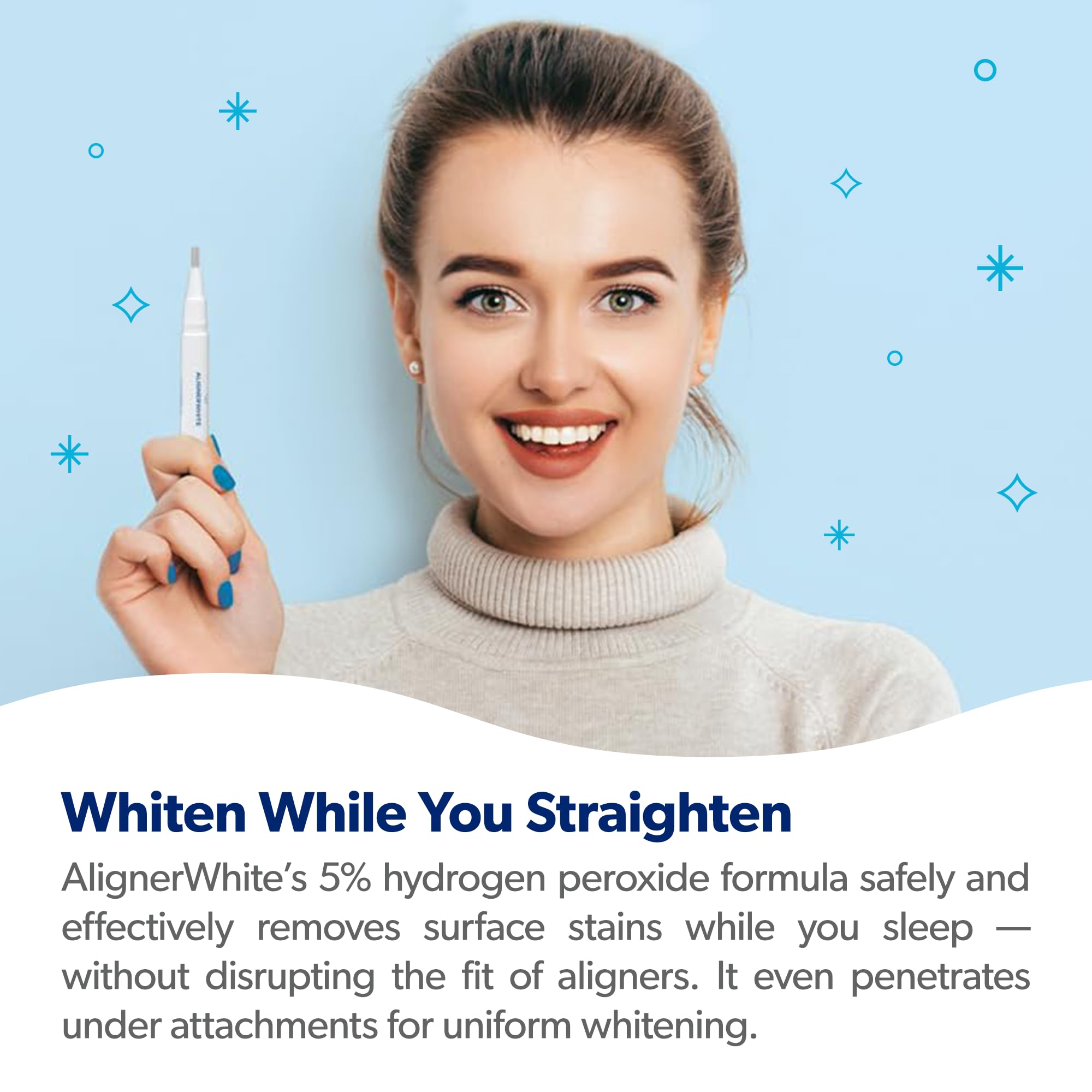 Smiling person displaying clean aligners and braces-ready teeth