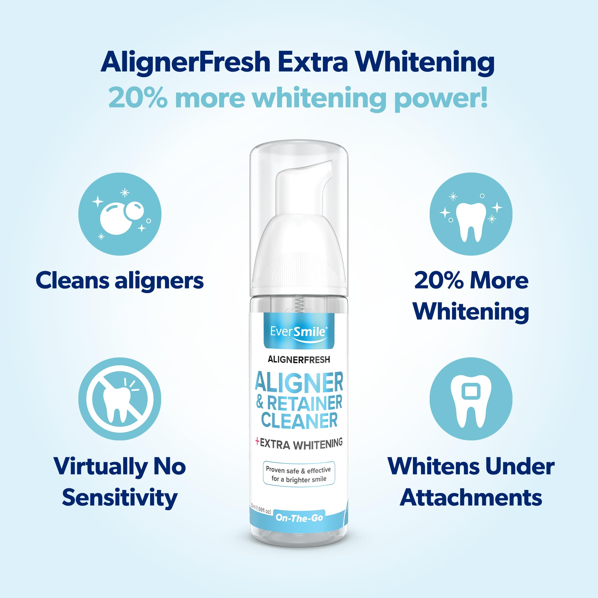 Foaming cleaner being added to an aligner tray