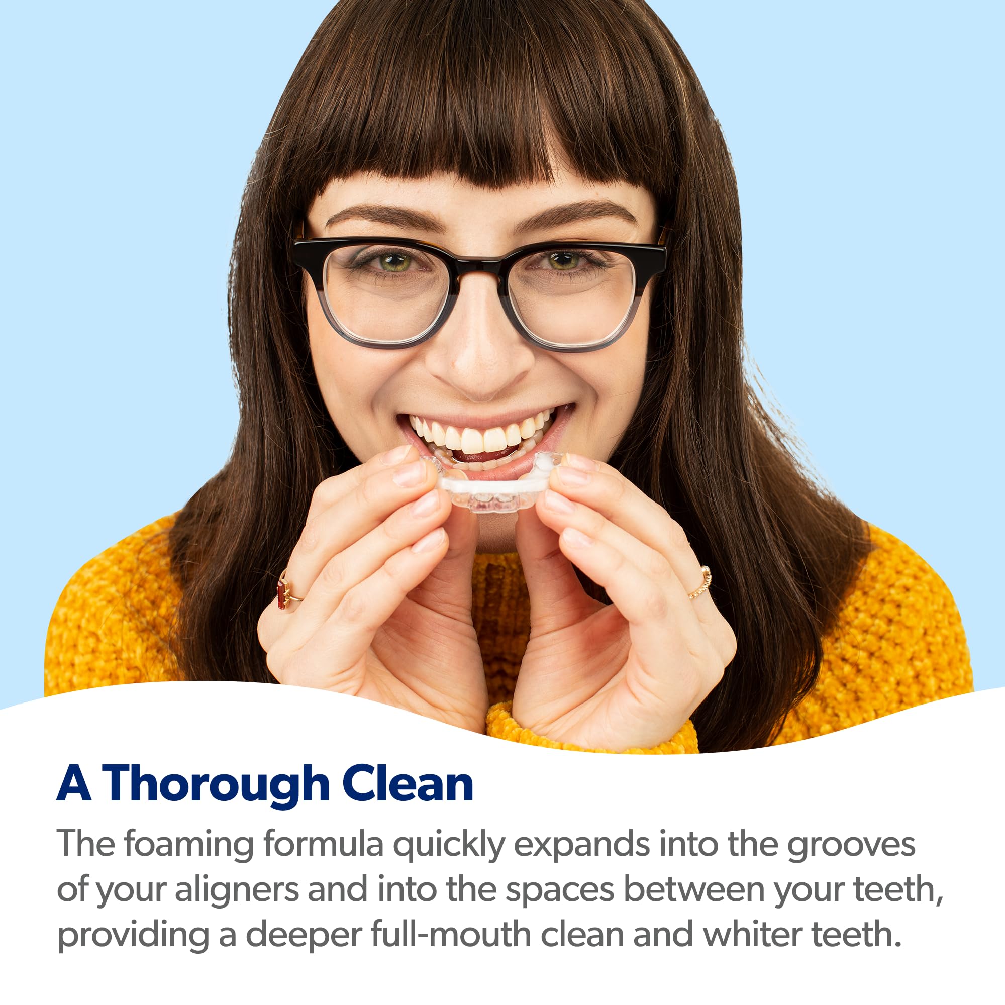 Foam kills bacteria inside aligners and mouth