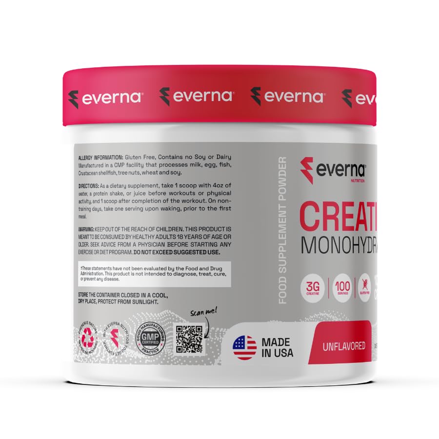Serving scoop with EVERNA Creatine powder over glass