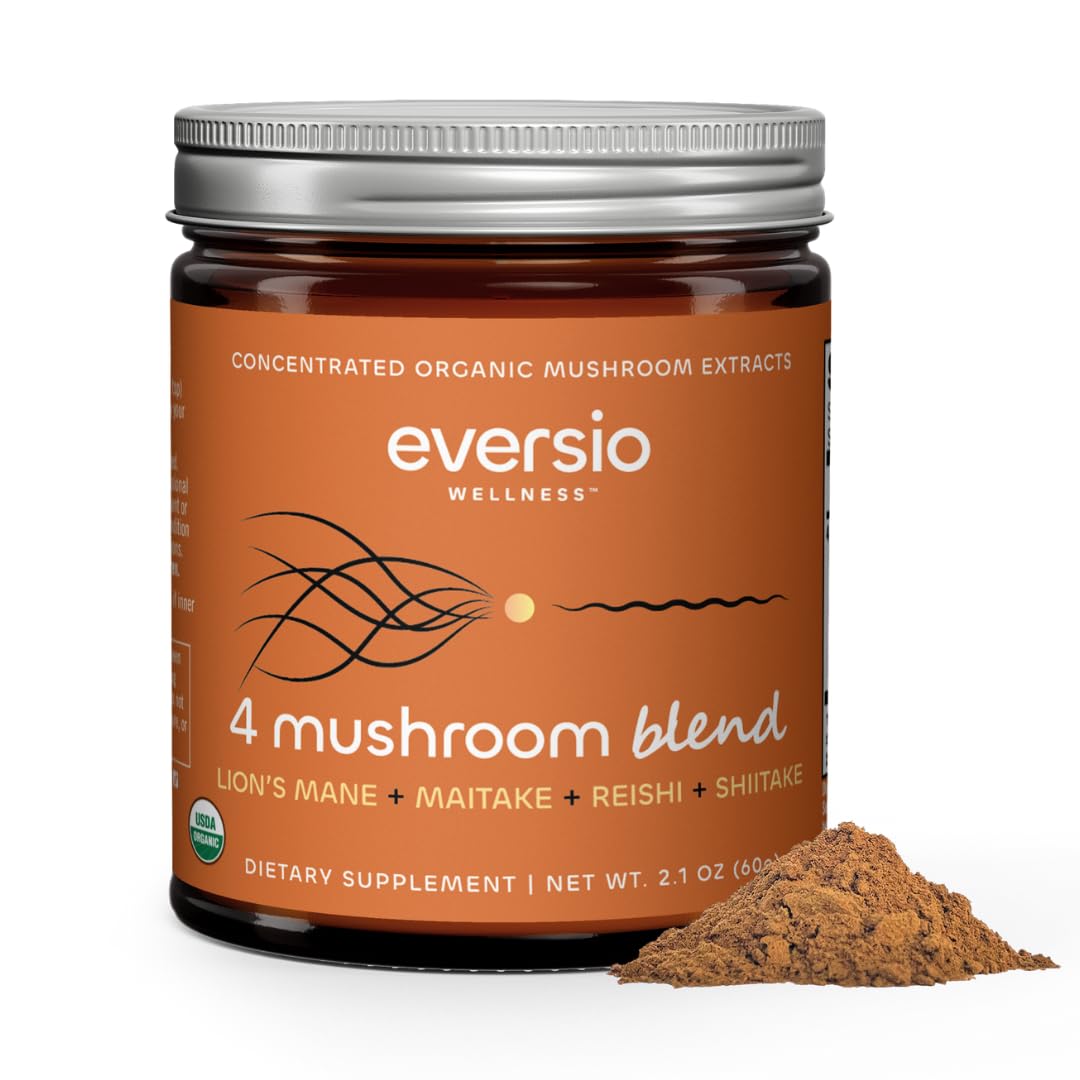 Eversio Wellness 4 Mushroom Blend 60g jar front label