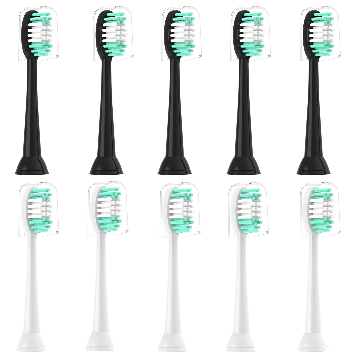 Front view of EVERYSTEP AquaSonic Black Series 10-pack replacement heads