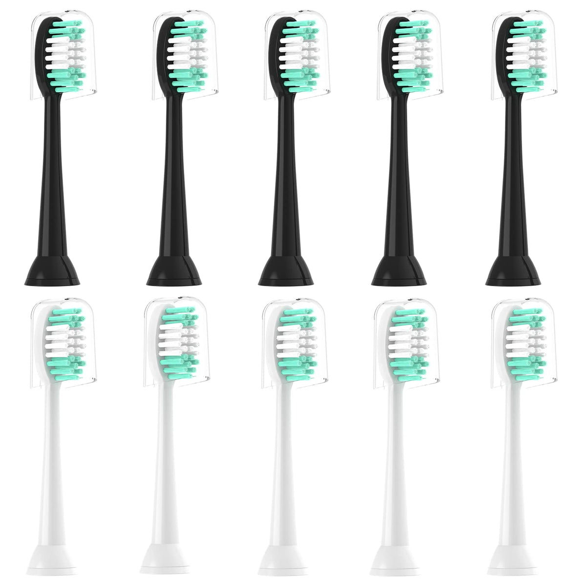 Front view of EVERYSTEP AquaSonic Black Series 10-pack replacement heads