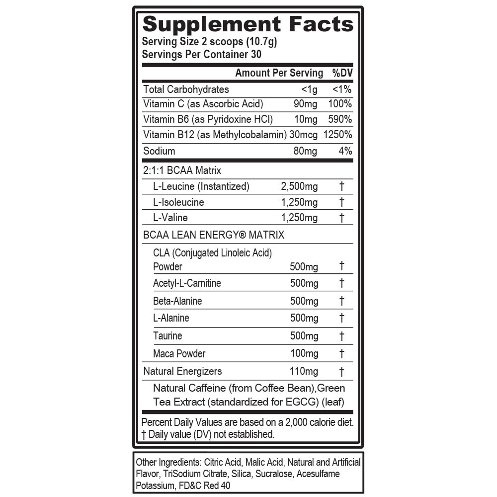 Scoop of EVL BCAA Lean Energy Powder Cherry Limeade