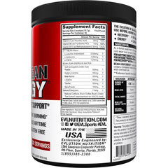 Back label of EVL BCAA Lean Energy Powder canister – Nutrition information
