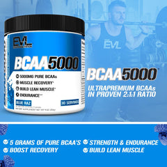 EVL BCAAs Blue Raz powder bottle
