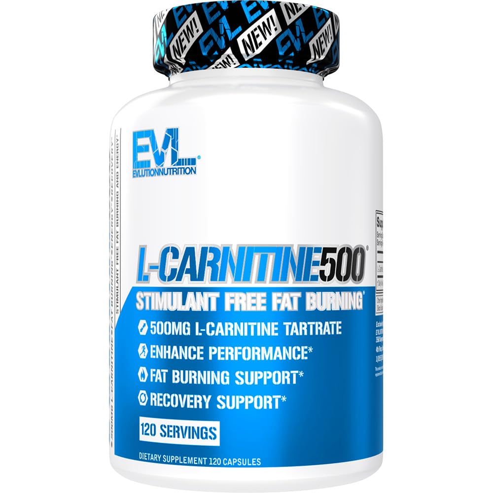 EVL L-Carnitine bottle close-up showing stimulant-free fat burning support