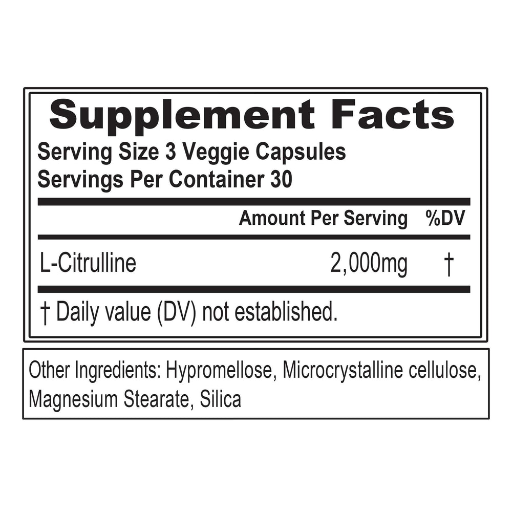 EVL L-Citrulline2000 bottle label close-up