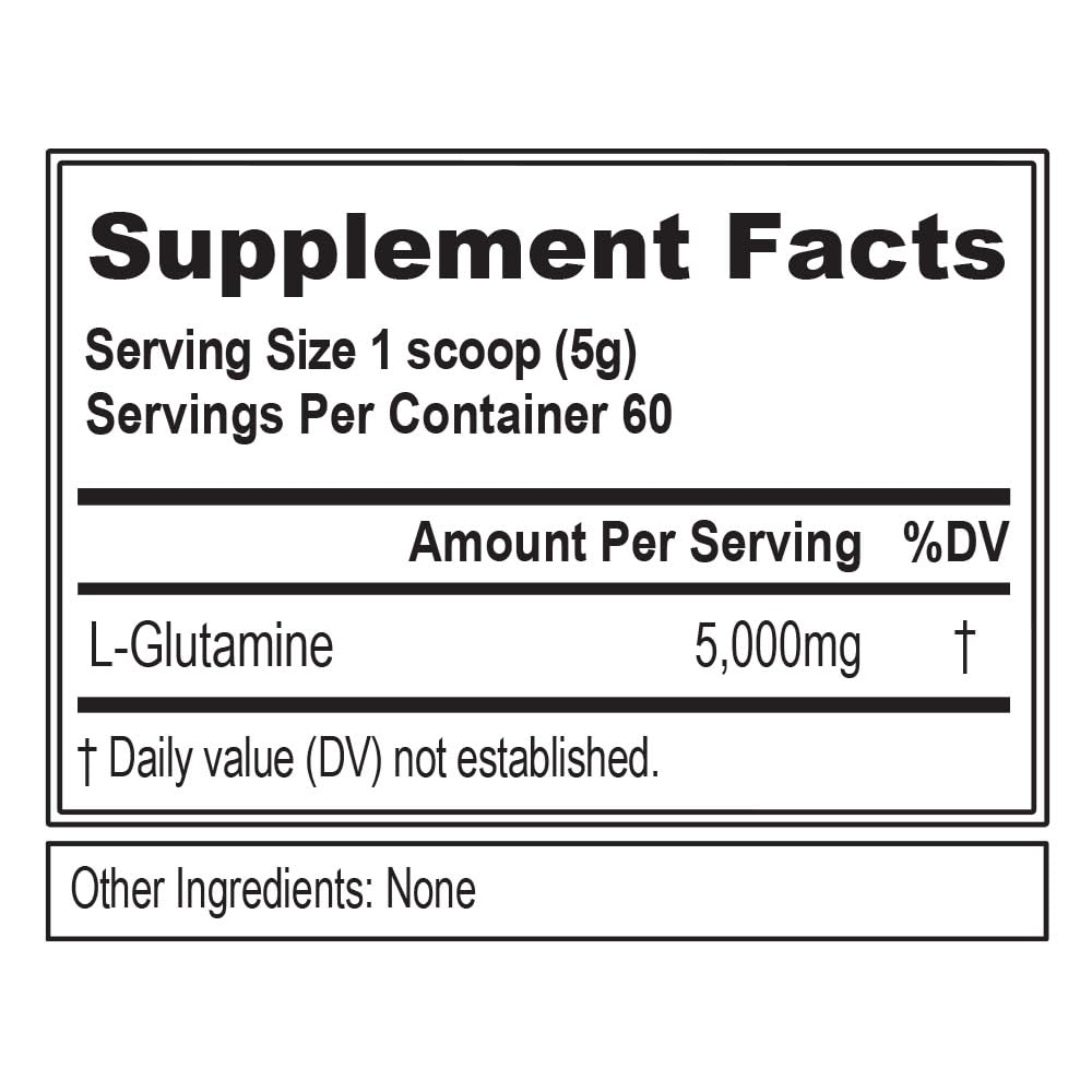 Serving scoop of L-Glutamine powder from EVL Nutrition
