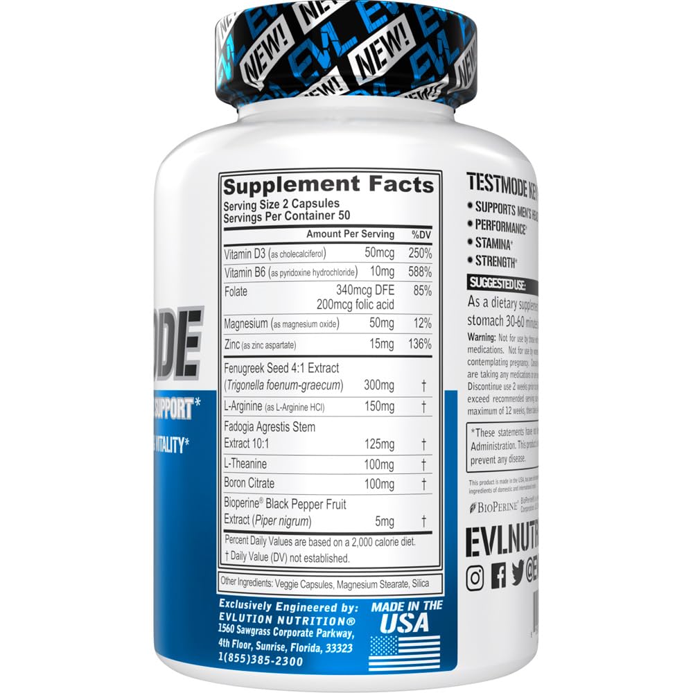 EVL TestMode bottle and 100 veggie capsules