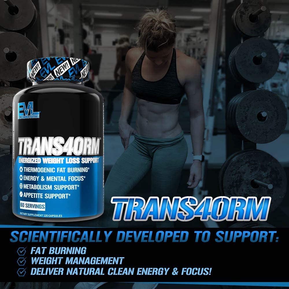 Trans4orm fat burner capsules on white background